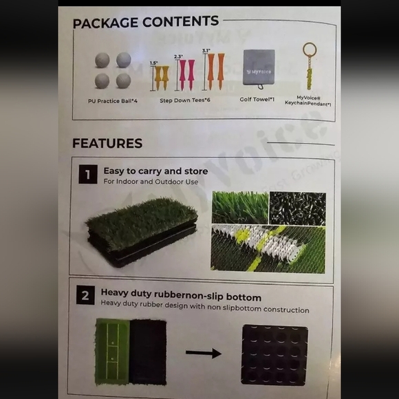 3 in 1 Golf Swing Mat Training Practice Mat with interchangeable surface - Picture 2 of 3